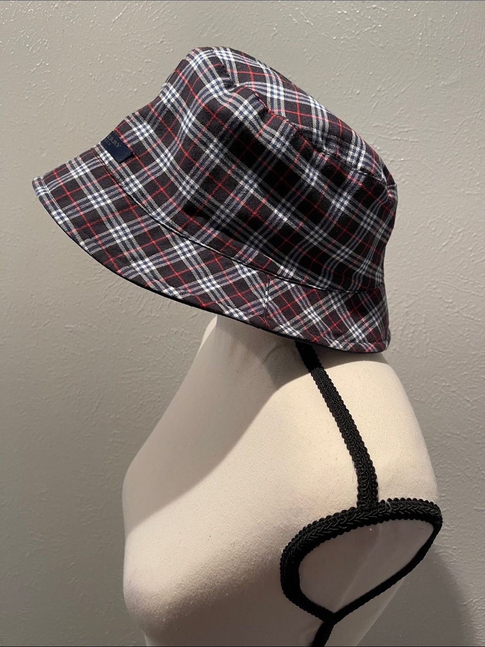 Burberry Navy, Red & White Plaid Bucket Hat - Picture 3 of 6